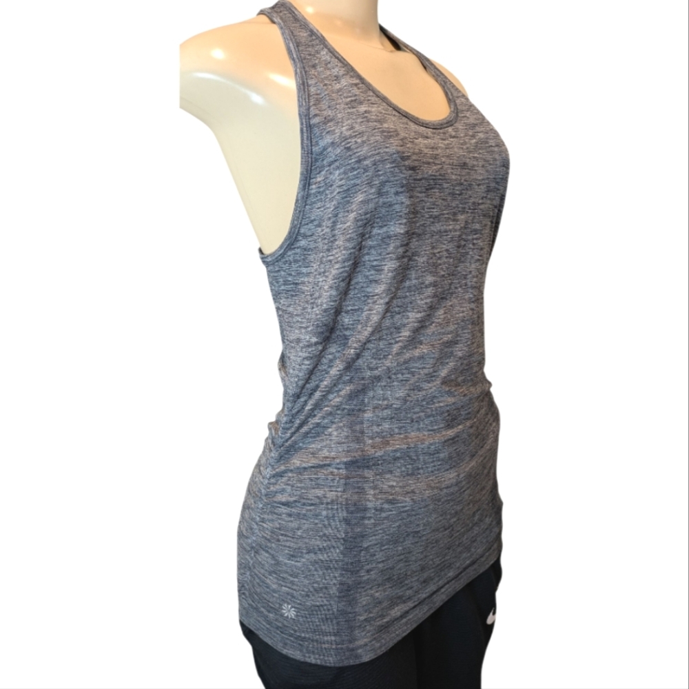 Athleta Racer Back Side Ruched Long Heather Gray Stretch Tank Top Women's Small